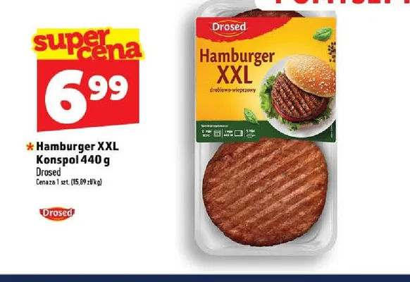 Hamburger XXL drobiowo-wieprzowy Konspol Drosed promocja w TOPAZ