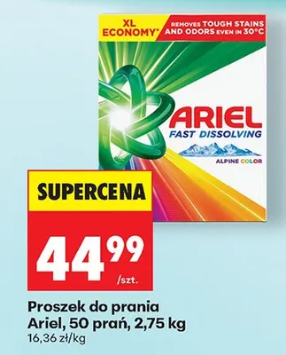 Proszek do prania Ariel Fast Dissolving Alpine Color 50 prań promocja w Biedronka