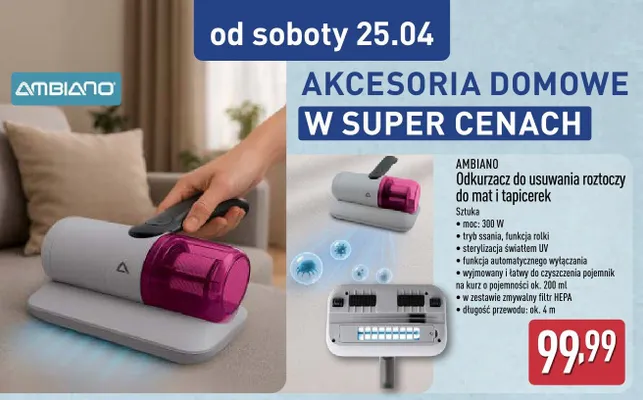Odkurzacz do usuwania roztoczy do mat i tapicerek promocja w Aldi