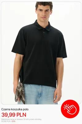 Czarna koszulka polo Cropp promocja w Cropp