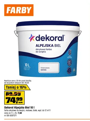 Farba akrylowa Dekoral Alpejska Biel promocja w OBI