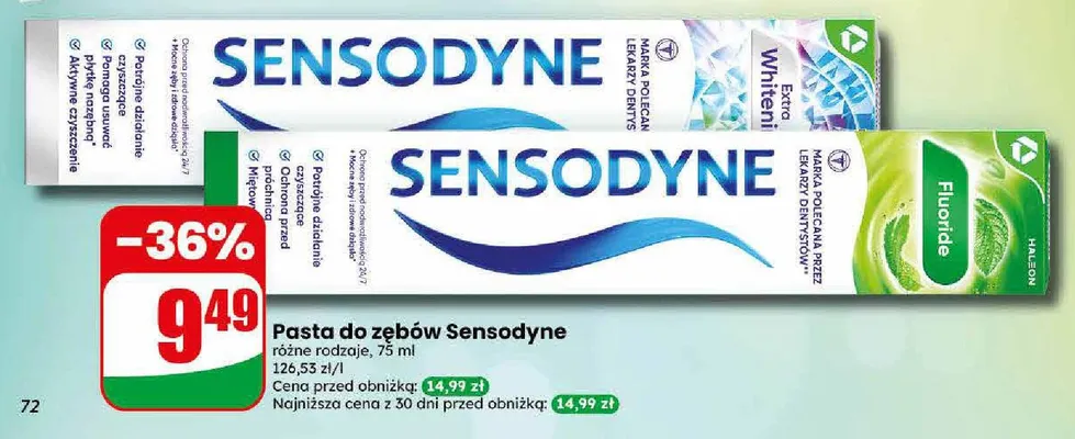 Pasta do zębów Sensodyne Fluoride promocja w Dino