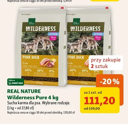 Sucha karma dla psa REAL NATURE Wilderness Pure promocja w MAXI ZOO