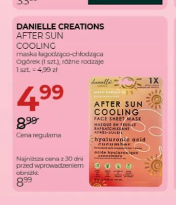 Maska łagodząco-chłodząca Ogórek Danielle Creations After Sun Cooling promocja w Drogerie Jawa