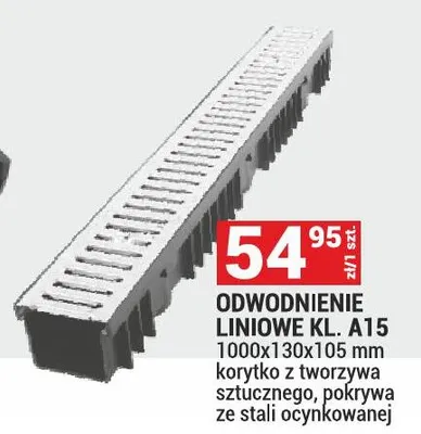 Odwodnienie liniowe kl. A15 1000x130x105mm korytko z tworzywa sztucznego pokrywa ze stali ocynkowanej promocja w Merkury Market
