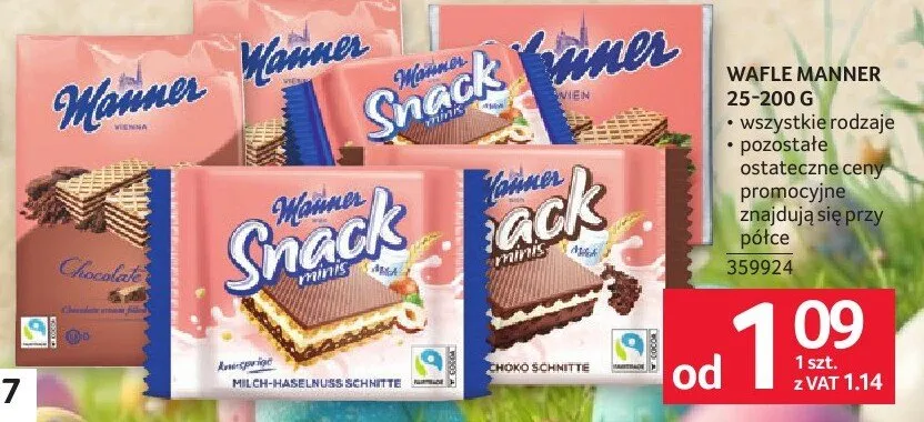 Wafle Manner 25-200 g promocja w Selgros