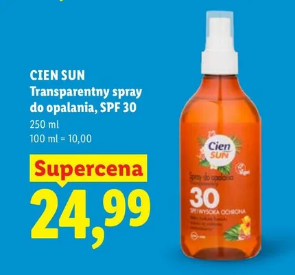 Transparentny spray do opalania, SPF 30 promocja w Lidl