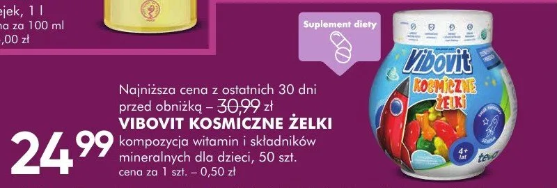 Vibovit Kosmiczne Żelki kompozycja witamin i składników mineralnych dla dzieci promocja w Super-Pharm