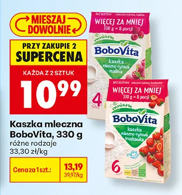 Kaszka mleczno-ryżowa BoboVita malina promocja w Biedronka