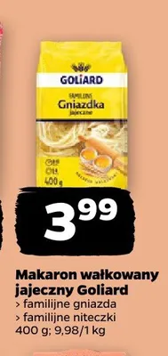 Makaron wałkowany jajeczny Goliard familijne gniazda promocja w Netto