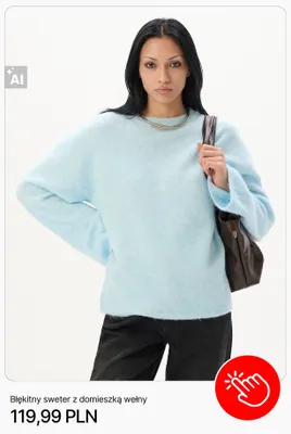 Błękitny sweter z domieszką wełny Cropp promocja w Cropp