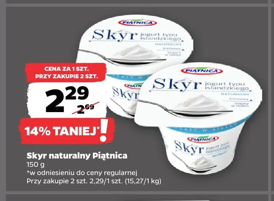 Skyr naturalny Piątnica promocja w Netto