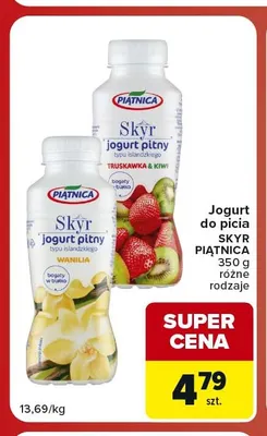 Jogurt do picia Skyr truskawka & kiwi Piątnica promocja w Carrefour Market