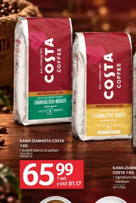 Kawa ziarnista Costa Bright Blend promocja w Selgros