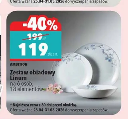 Zestaw obiadowy Linum AMBITION na 6 osób 18 elementów promocja w Biedronka