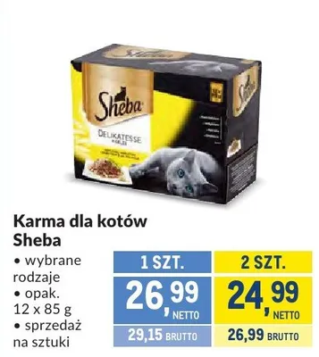 Karma dla kotów Sheba wybrane rodzaje promocja w Makro
