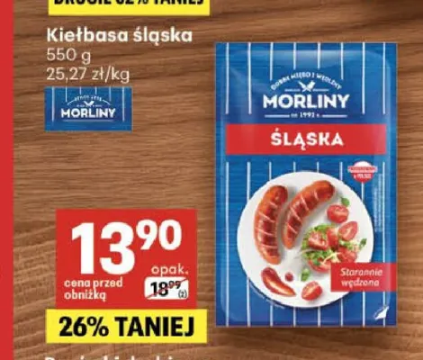 Kiełbasa śląska Morliny promocja w Delikatesy Centrum