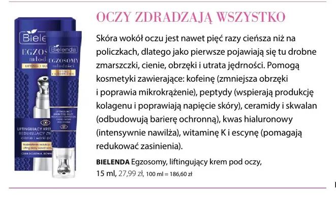 Liftingujący krem pod oczy Bielenda Egzosomy promocja w Hebe