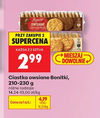 Ciastka owsiane z czekoladą mleczną Bonitki promocja w Biedronka