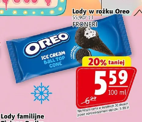 Lody w rożku Oreo promocja w Prim Market