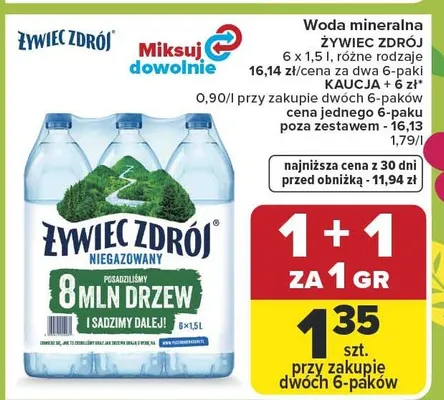 Woda mineralna niegazowana 8 mln drzew promocja w Carrefour