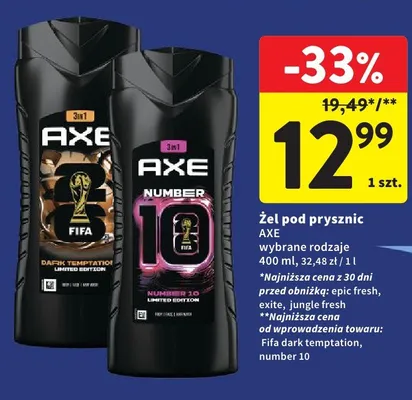 Żel pod prysznic AXE Dark Temptation promocja w Intermarche