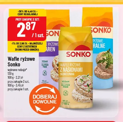 Wafle ryżowe Sonko naturalne promocja w POLOmarket