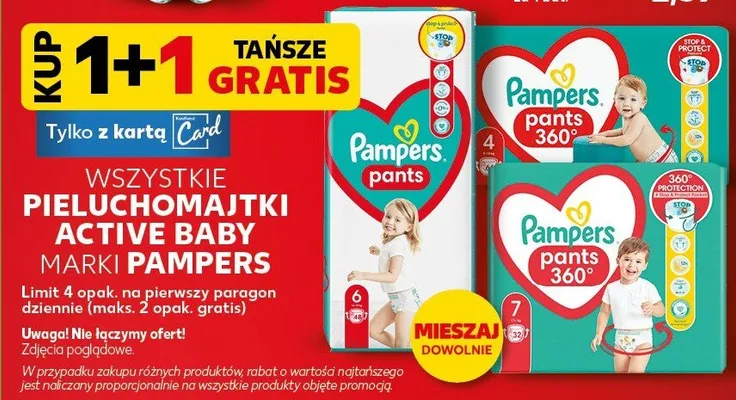 Pieluchomajtki Active Baby marki Pampers promocja w Kaufland