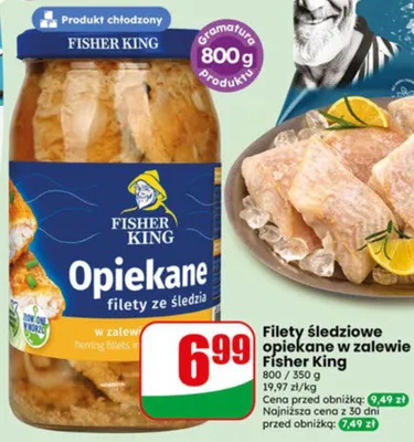 Filety śledziowe opiekane w zalewie Fisher King promocja w Dino