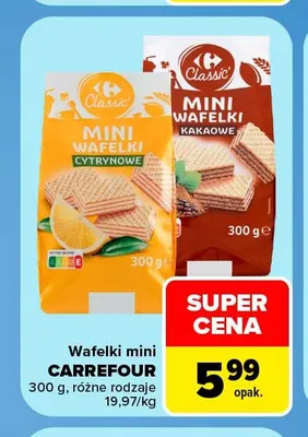 Wafelki mini kakaowe Carrefour Classic promocja w Carrefour Market