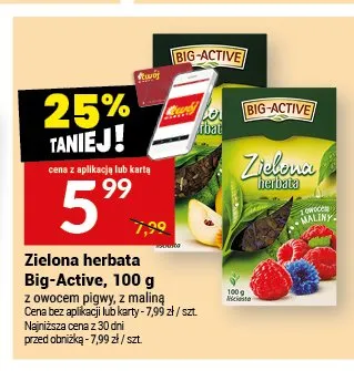 Zielona herbata Big-Active z maliną promocja w Twój Market