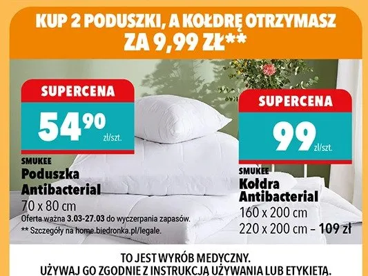 Kołdra Antibacterial 160 x 200cm, 220 x 200cm - 109zł promocja w Biedronka