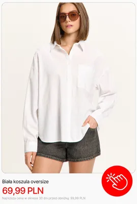 Koszula damska biała oversize Cropp promocja w Cropp