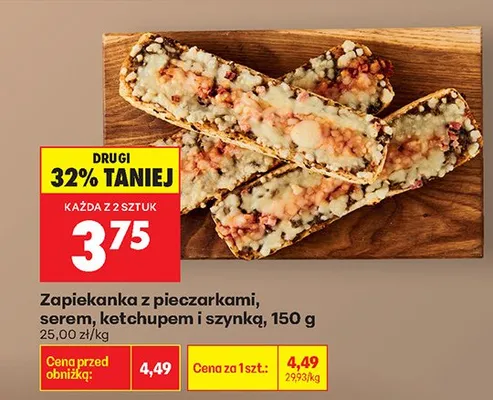 Zapiekanka z pieczarkami, serem, ketchupem i szynką promocja w Biedronka