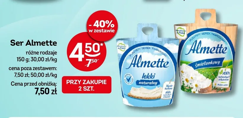 Serek twarogowy Almette lekki naturalny promocja w Żabka