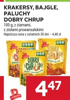 Krakersy, bajgle, paluchy dobry chrup promocja w Stokrotka