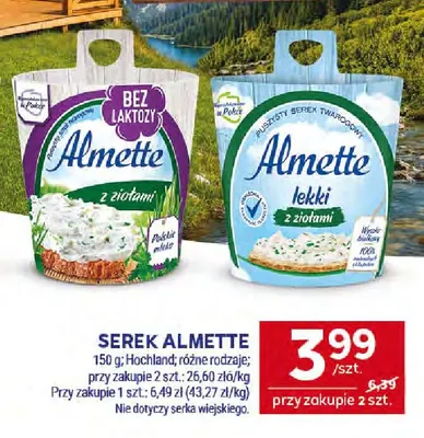 Serek Almette bez laktozy z ziołami promocja w Stokrotka