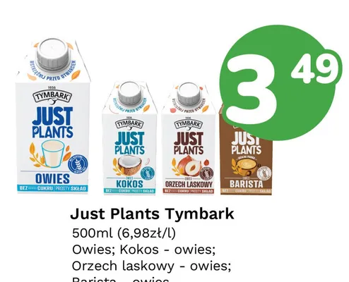 Napój owsiany Tymbark Just Plants Orzech laskowy promocja w Limonka