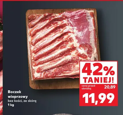 Boczek wieprzowy bez kości ze skórą promocja w Kaufland
