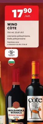 Wino białe Côte półwytrawne promocja w Stokrotka