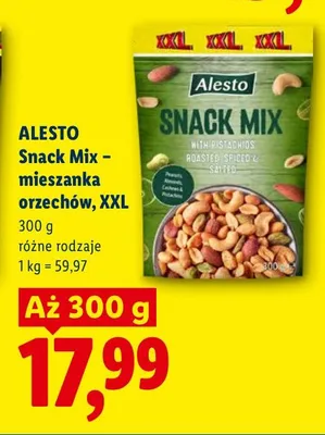 Snack Mix mieszanka orzechów Alesto XXL promocja w Lidl