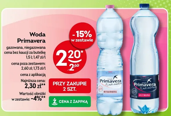 Woda Primavera niegazowana promocja w Żabka