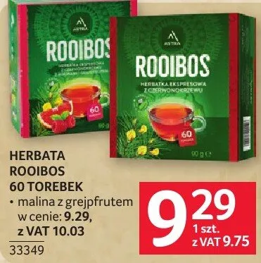 Herbata Rooibos 60 torebek promocja w Selgros
