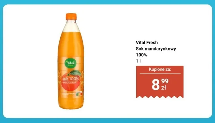 Sok mandarynkowy 100% Vital Fresh promocja w Biedronka