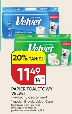 Papier toaletowy Velvet promocja w Chata Polska