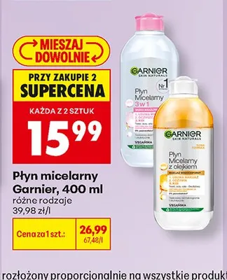 Płyn micelarny Garnier Skin Naturals 3w1 promocja w Biedronka