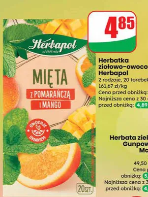 Herbatka ziołowo-owocowa mięta z pomarańczą i mango promocja w Dino