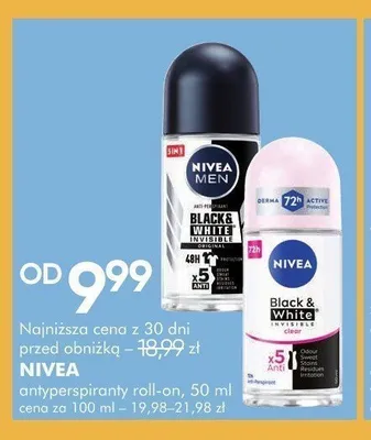 Antyperspirant roll-on Nivea Black & White Invisible Clear promocja w Super-Pharm