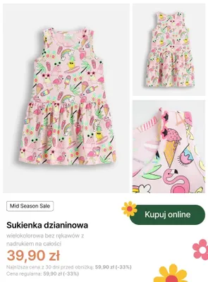 Sukienka dzianinowa Coccodrillo wielokolorowa bez rękawów z nadrukiem na całości promocja w Coccodrillo
