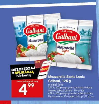 Mozzarella Santa Lucia Galbani light promocja w Twój Market